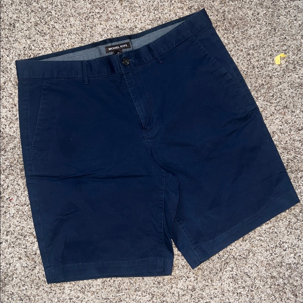 Michael Kors Mens Chino Shorts Midnight Blue Flat Front Stretch Pocket Size 34